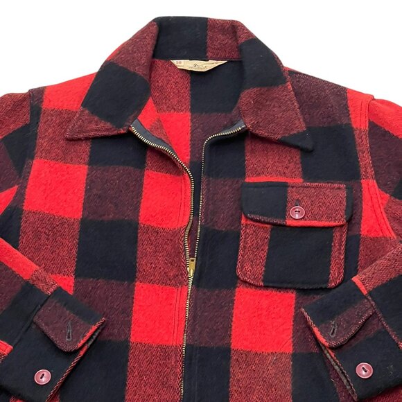 Men’s Vintage Woolrich hunting jacket red/black wool 1980s - Picture 3 of 4